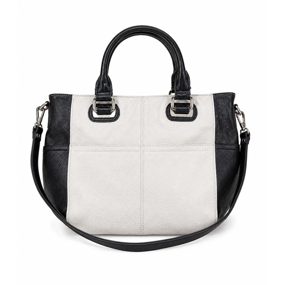 Tignanello Vintage Y2K Black White Leather Crossbody Handbag Purse